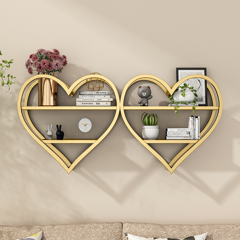 北欧铁艺置物架墙上壁挂客厅卧室背景墙面装饰架美甲店挂墙书架子