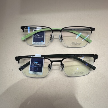 哥邦92237实拍高品质纯钛超轻商务职场半框眼镜框IP电镀可配近视