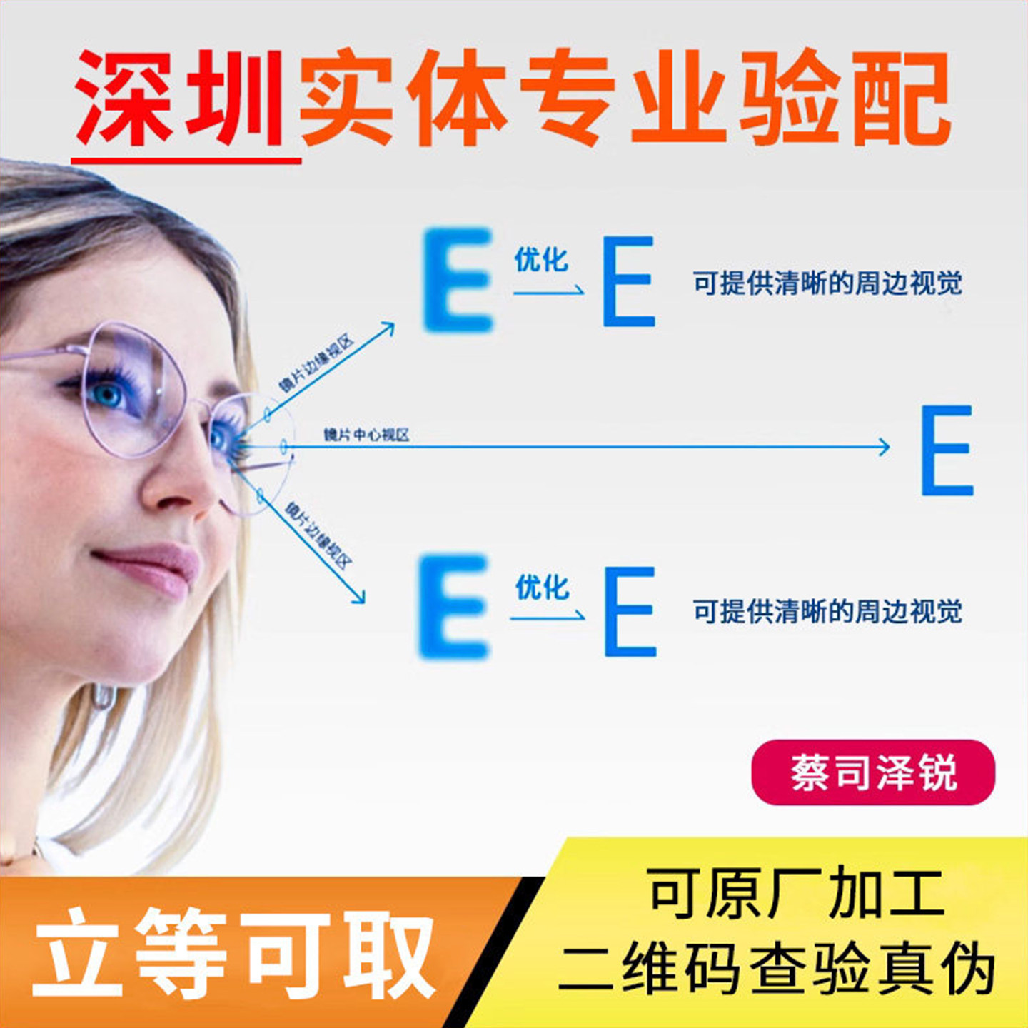 深圳实体蔡司泽锐镜片zeiss钻立方铂金蓝光plus鎏金膜1.674两片