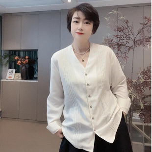 2520上衣开衫 和尚领女士长袖 衬衫