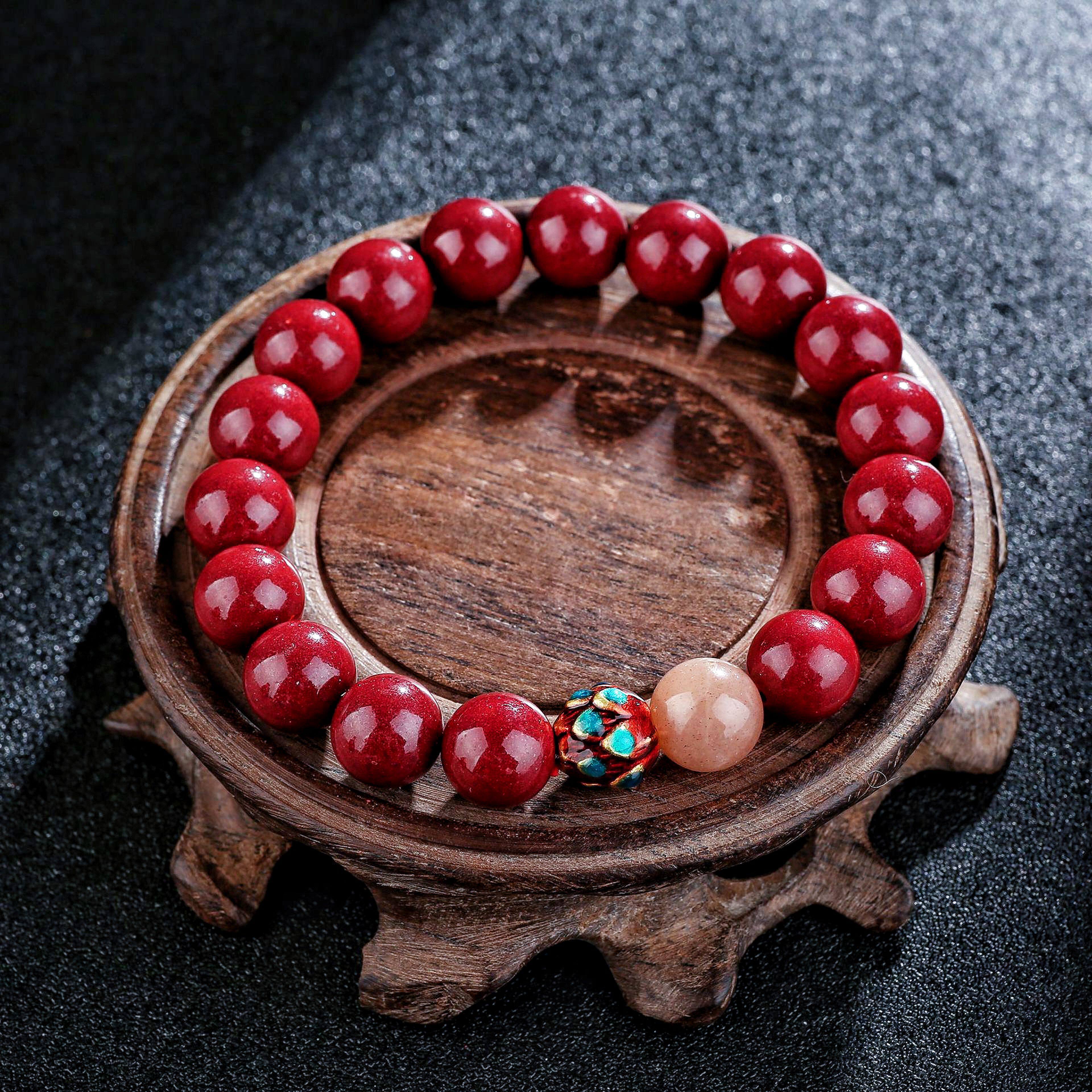 天然正品朱砂手串女紫金砂手饰帝王砂手链