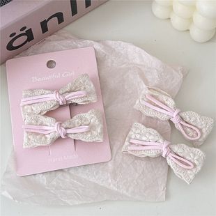 甜甜花边绑带蝴蝶结布艺发夹可爱甜美少女心刘海边夹发卡软萌发饰