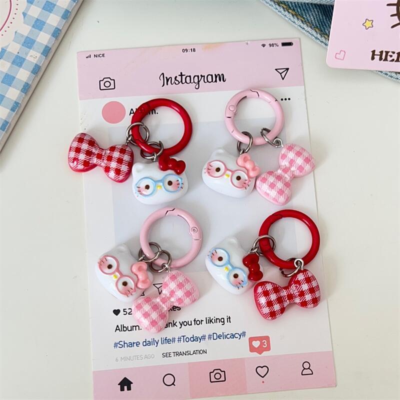 可爱格子蝴蝶结米菲兔钥匙扣学生包包挂件ins少女心挂饰闺蜜礼物