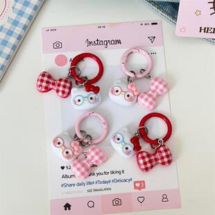 可爱格子蝴蝶结米菲兔钥匙扣学生包包挂件ins少女心挂饰闺蜜礼物