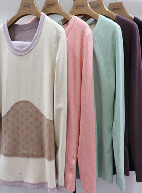 喜姿婷新款圆领蚕丝发热纤维贴片秋衣保暖女秋衣裤内衣套装19808