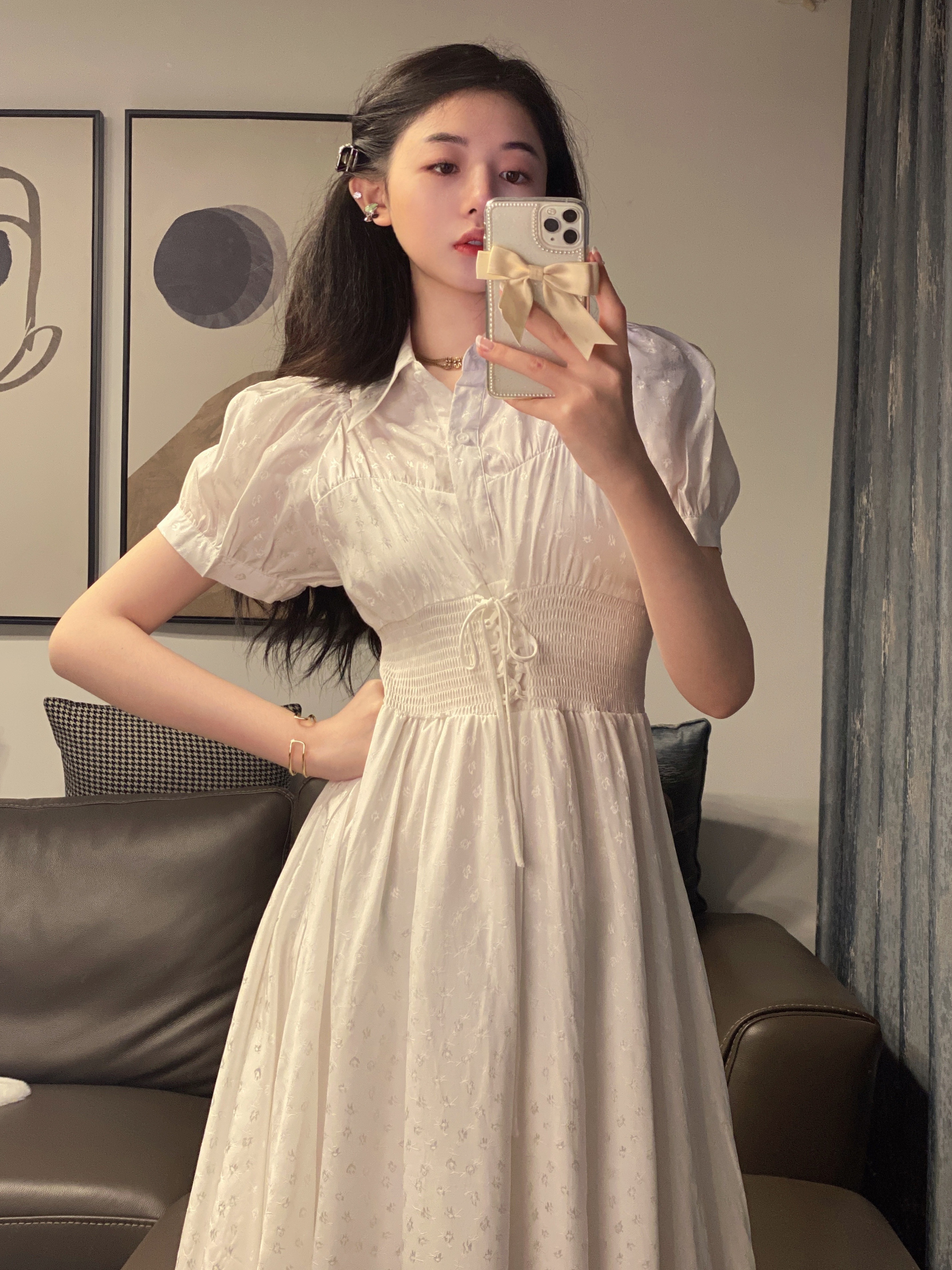 Real photos of travel sweetheart cream girl ~ pure desire long skirt cross Bandage Dress + waistband vest