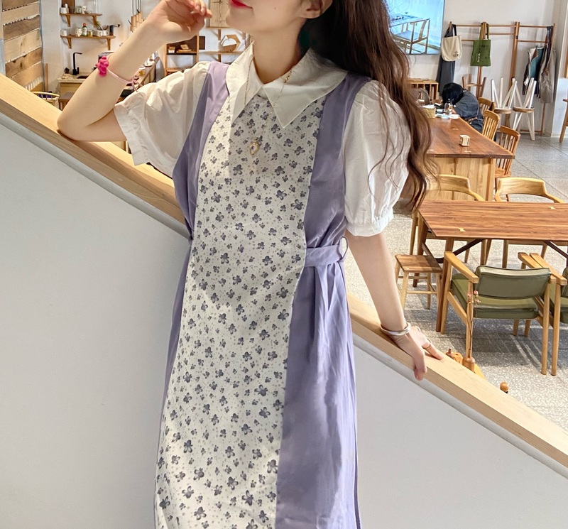 Soft candy purple butterfly flying purple midsummer night girl's interesting color matching dress