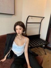 Real video monitoring: spice girls wear Juezi b-piece V-neck drawstring sweet lace asymmetric sling