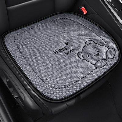 汽车坐垫四季通用卡通可爱网红女前后排靠背车垫后座亚麻布艺座垫