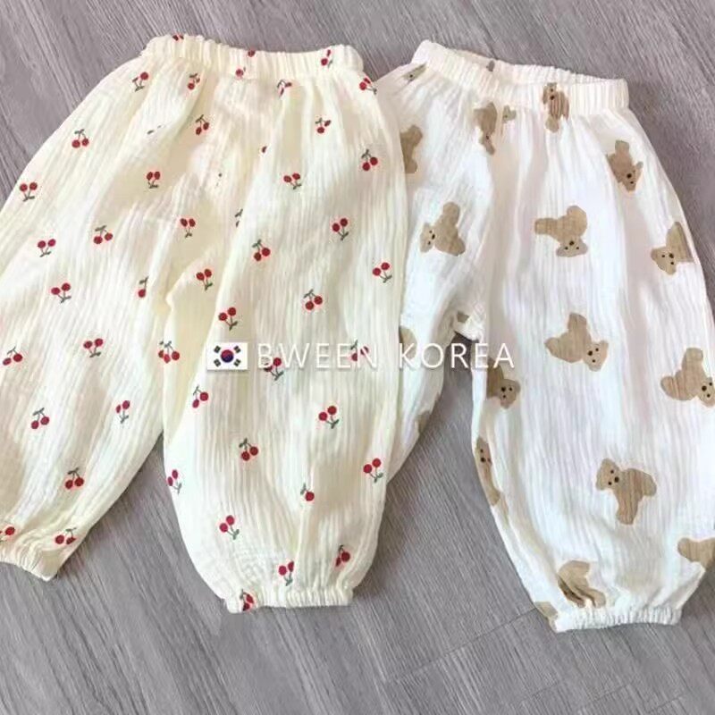宝宝薄款防蚊裤女外穿棉纱男童洋气百搭灯笼九分裤子1-3岁夏天裤