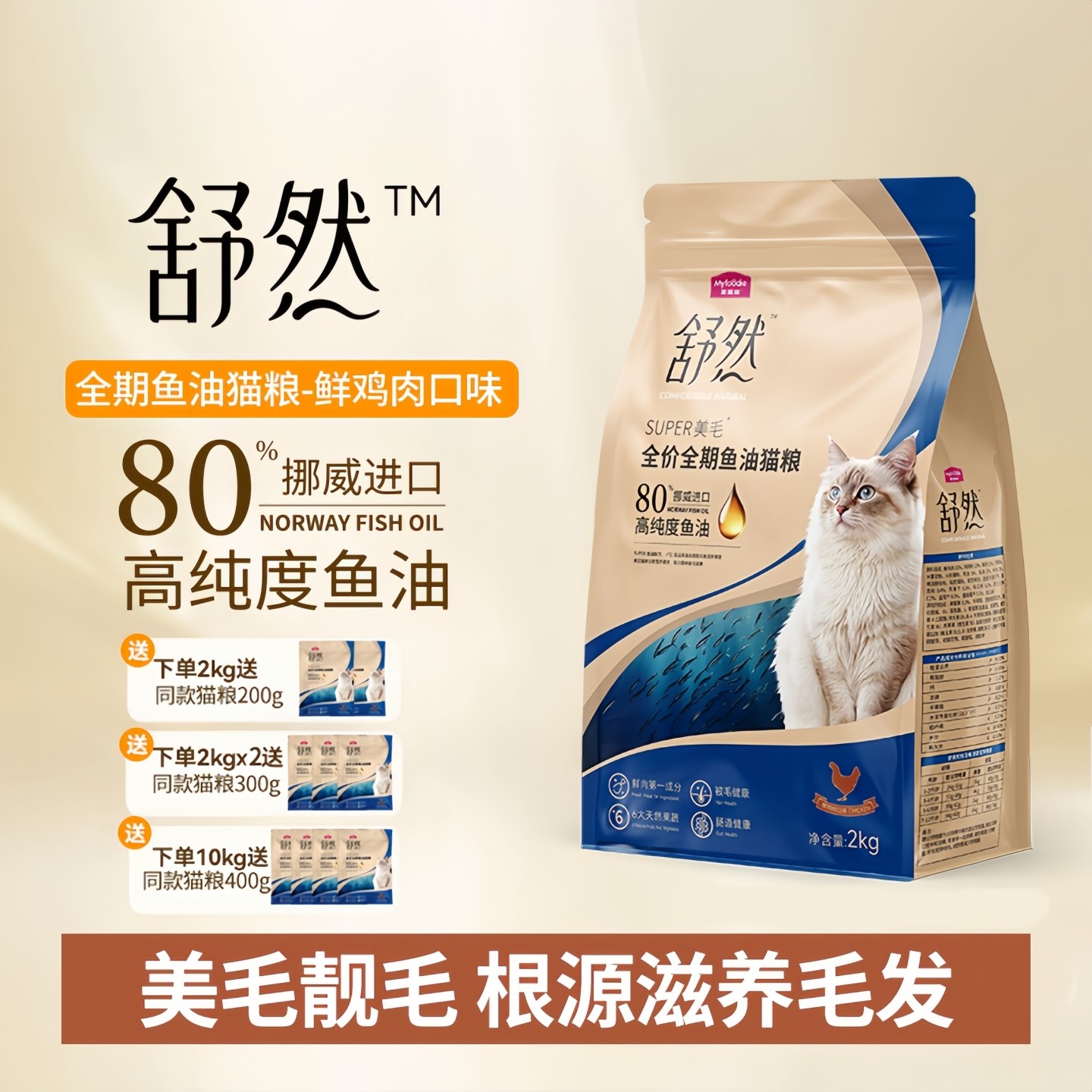 麦富迪舒然鱼油猫粮添加80%高纯度鱼油美毛全价全期低脂猫粮2kg,宠物/宠物食品及用品,猫全价风干/烘焙粮,淘宝优惠券,粉丝福利购,淘宝优惠卷