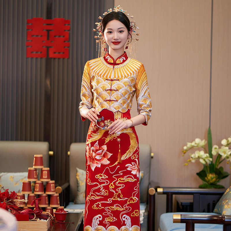 秀禾服2023新款明星同款旗袍中式新娘嫁衣礼服敬酒服龙凤褂何超莲