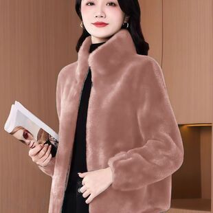 高档洋气纯色短款立领外套2025爆款冬季开衫时尚百搭加厚保暖女装