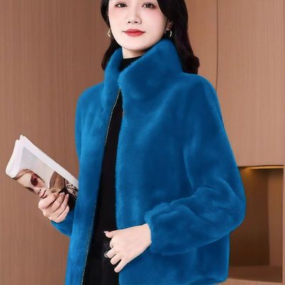 高档洋气纯色短款立领外套2025爆款冬季开衫时尚百搭加厚保暖女装