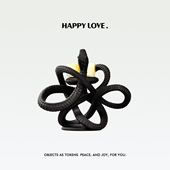 原创蛇形烛台香薰桌面摆件黑色蜡烛台装 平安樂 饰道具马年礼物