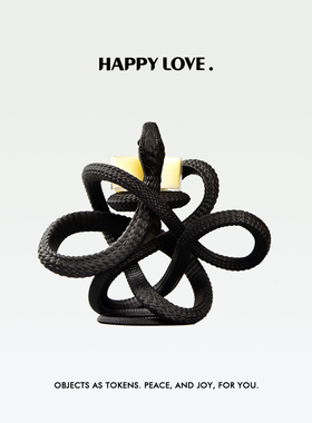 【平安樂】原创蛇形烛台香薰桌面摆件黑色蜡烛台装饰道具龙形礼物