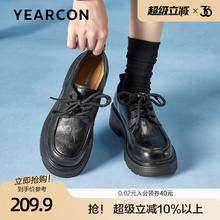 意尔康厚底乐福鞋女2025新款春季英伦风系带玛丽珍单鞋增高小皮鞋