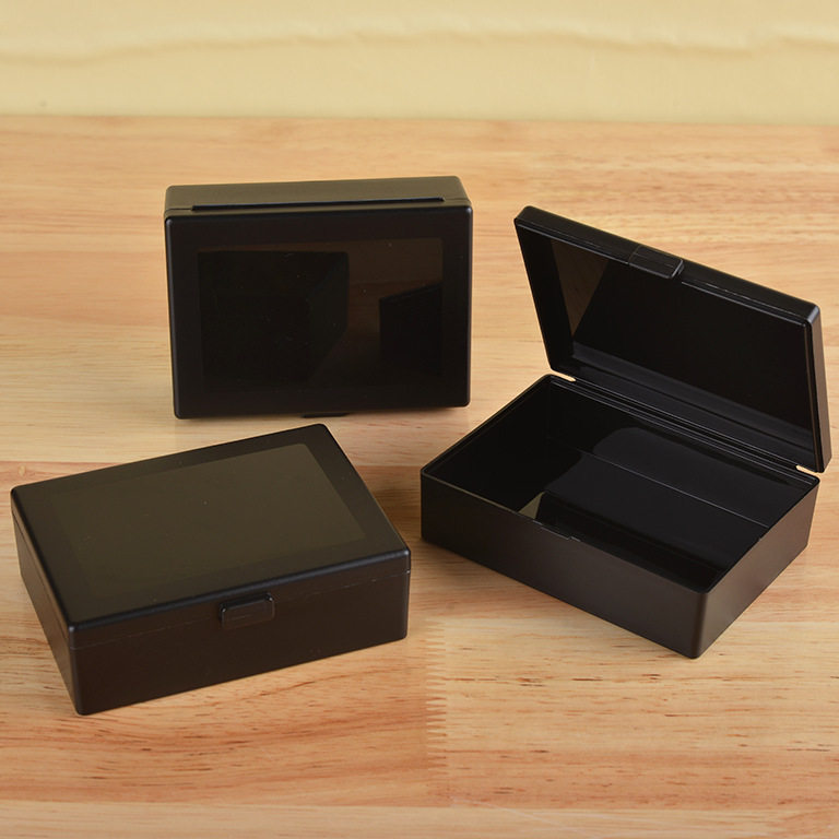 桌面黑色磨砂收纳盒子塑料pp材质带盖加厚防尘卡牌收纳整理收纳盒