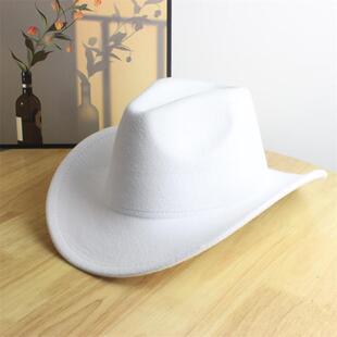 牛仔帽礼帽西部牛仔帽男白色纯美式舞蹈骑士遮阳帽草原蒙古休闲帽