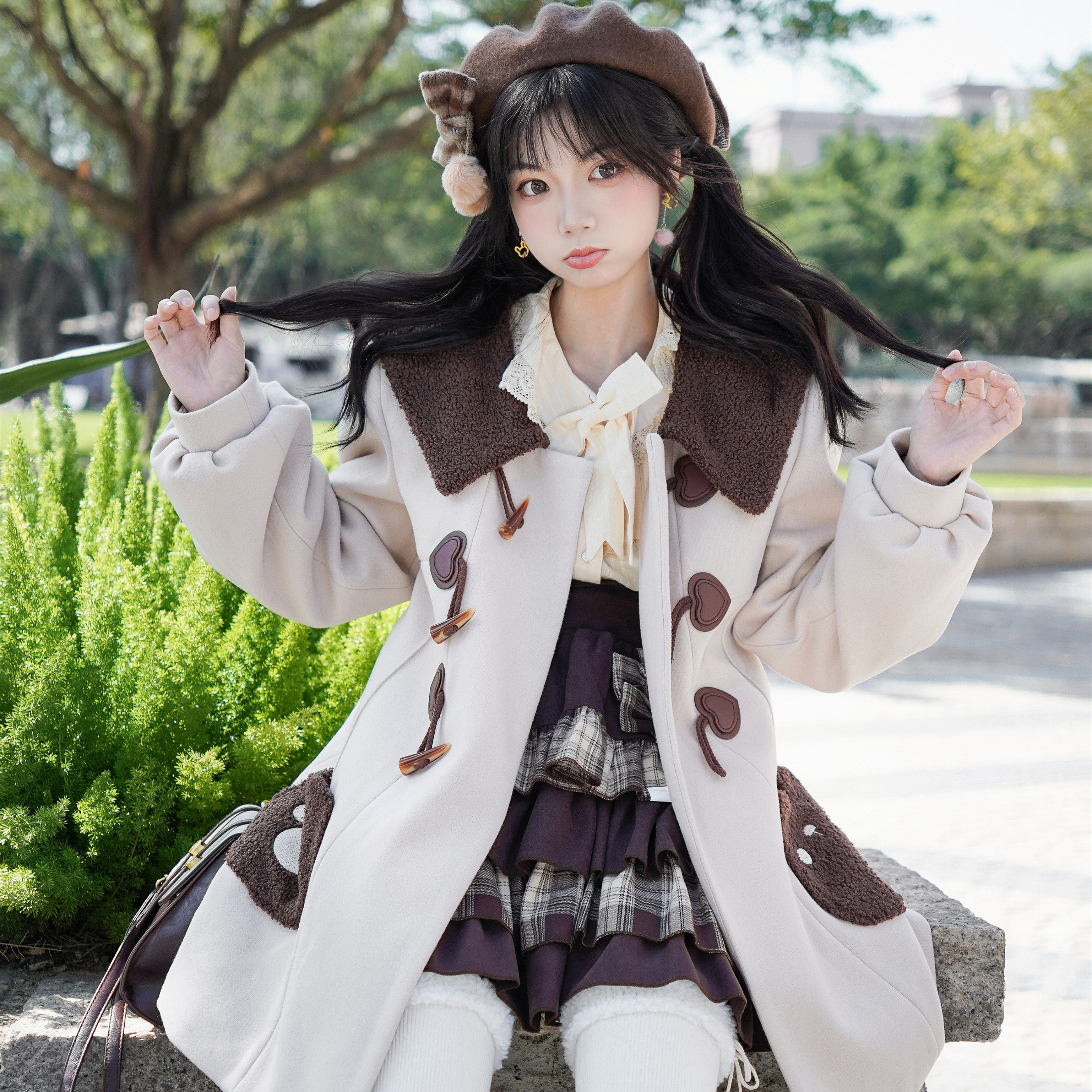 【木子酱JK】牛角扣大衣女秋冬季日系可爱学院风校供制服毛呢外套,女装/女士精品,毛呢外套,淘宝优惠券,粉丝福利购,淘宝优惠卷