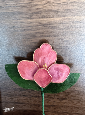 非遗绒花发簪粉色海棠花高级感胸针