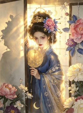 手工绒花花饰 粉蓝撞色蝶恋飞旗袍汉服发饰发夹