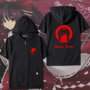 东方project樱花动漫周边夏季短袖潮流宽松连帽卫衣服二次元t恤男