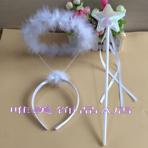 六一节儿童表演出服装道具花童礼服公主舞蹈裙天使羽毛翅膀四件套