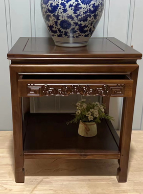 中式实木花架鱼缸盆景架置物小方桌奇石头摆件侧边茶几方形桌角几