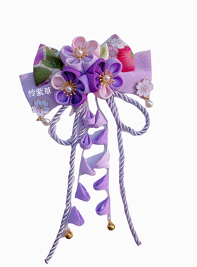 lo裙发饰紫色樱花流苏Lolita边夹cos配饰鸭嘴夹漫展百搭