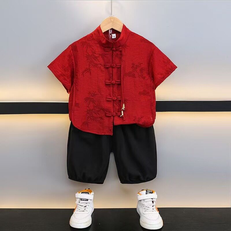 男童新中式汉服幼儿园夏季学生版儿童运动套装