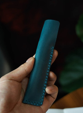 纯手工疯马皮笔套笔袋头层牛皮文具袋简约复古文具钢笔收纳袋真皮