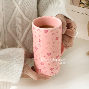 卡通可爱陶瓷马克杯家用喝水杯女士高颜值咖啡杯设计感小众拿铁杯