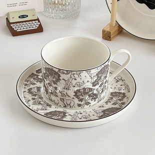 欧式复古下午茶陶瓷咖啡杯碟小众高级感家用马克杯水杯甜品早餐杯