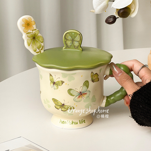 大容量陶瓷马克杯女士高颜值咖啡杯拿铁杯家用设计感小众喝水杯子