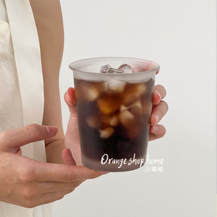 创意磨砂质感小众设计玻璃杯个性敞口咖啡杯家用茶杯水杯饮料杯子