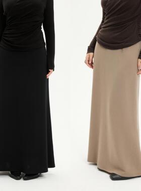 IIIFORM 南希丨微胖大尺码极简静奢天丝羊毛艾草纤维优雅慵懒半身