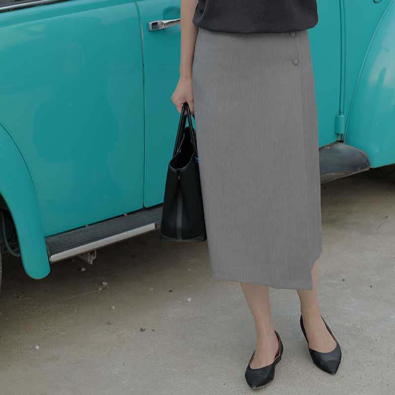 黑桃园中长款A字裙简约A半身裙