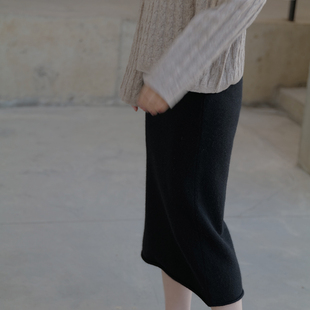 【芸】 黑桃园澳毛绞花米色经典款针织衫简约显瘦女冬T252