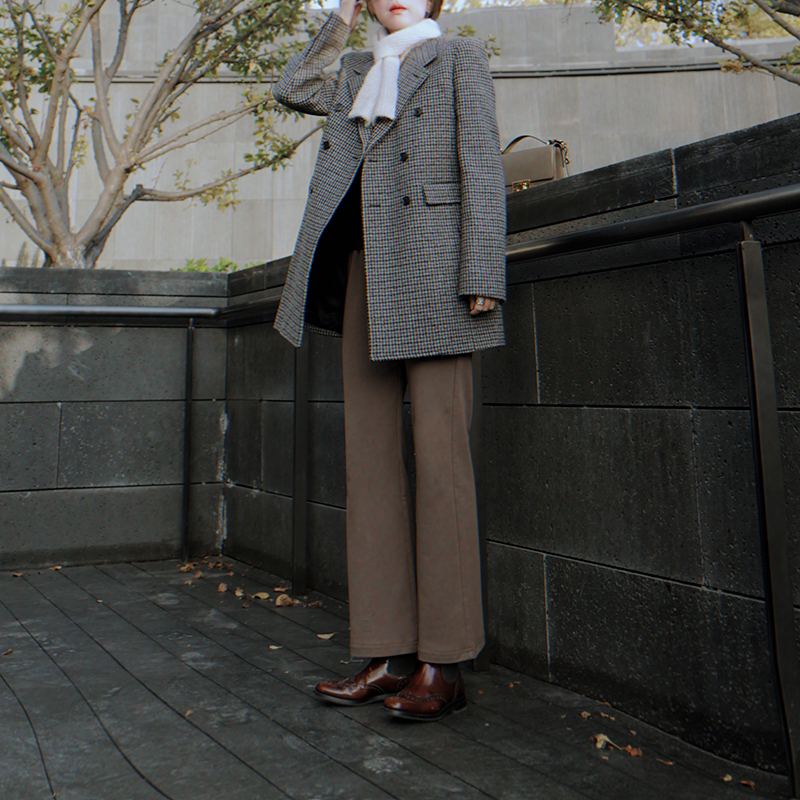 黑桃园松紧中腰简约休闲长裤