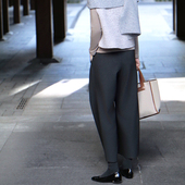 Serein3 中腰裤 黑桃园经典 款 松紧腰简约百搭显瘦阔腿裤 子 P137