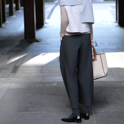 黑桃园中腰简约中腰长裤女