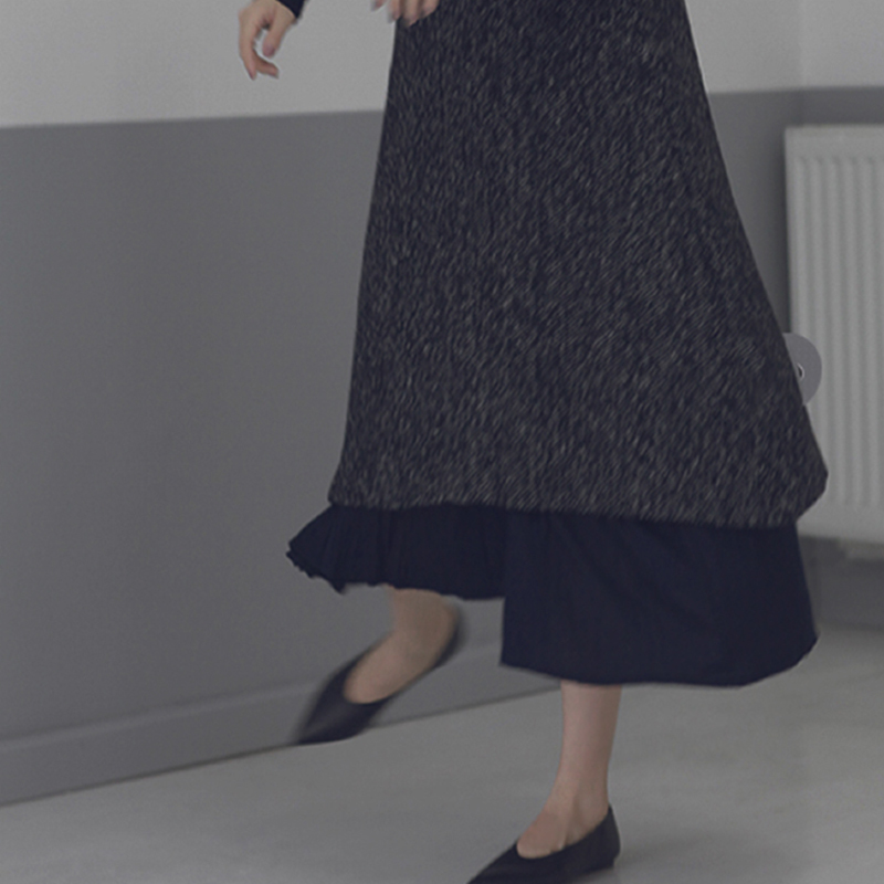 黑桃园简约A字裙中长款