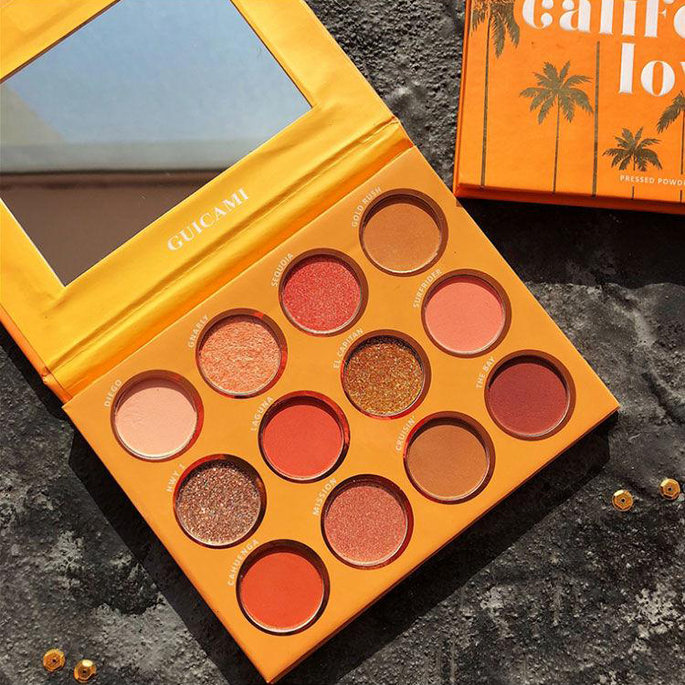 加州挚爱十二色眼影盘南瓜色大地色珠光哑光椰树盘12色少女珊瑚盘