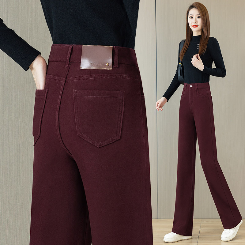 安可拉红加绒休闲裤女2025秋冬