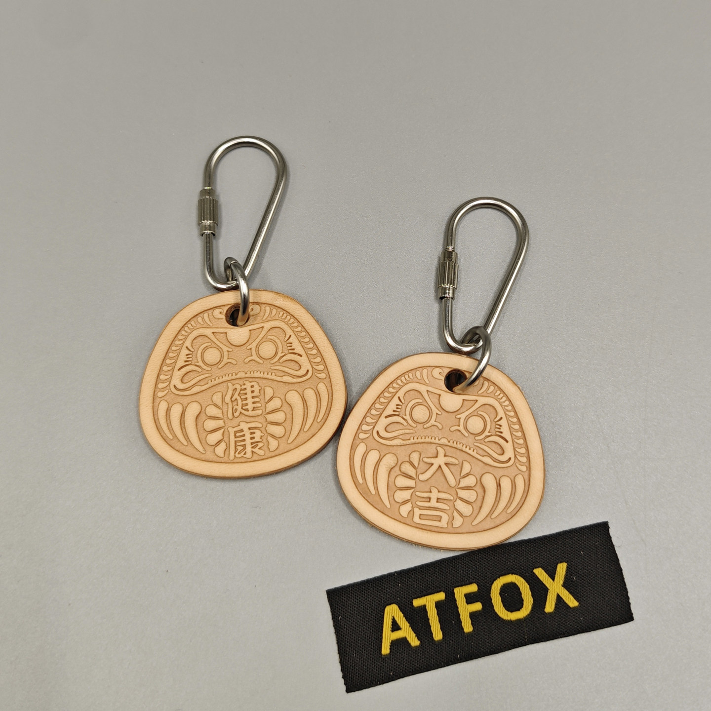 ATFOX达摩健康原色牛皮包挂件
