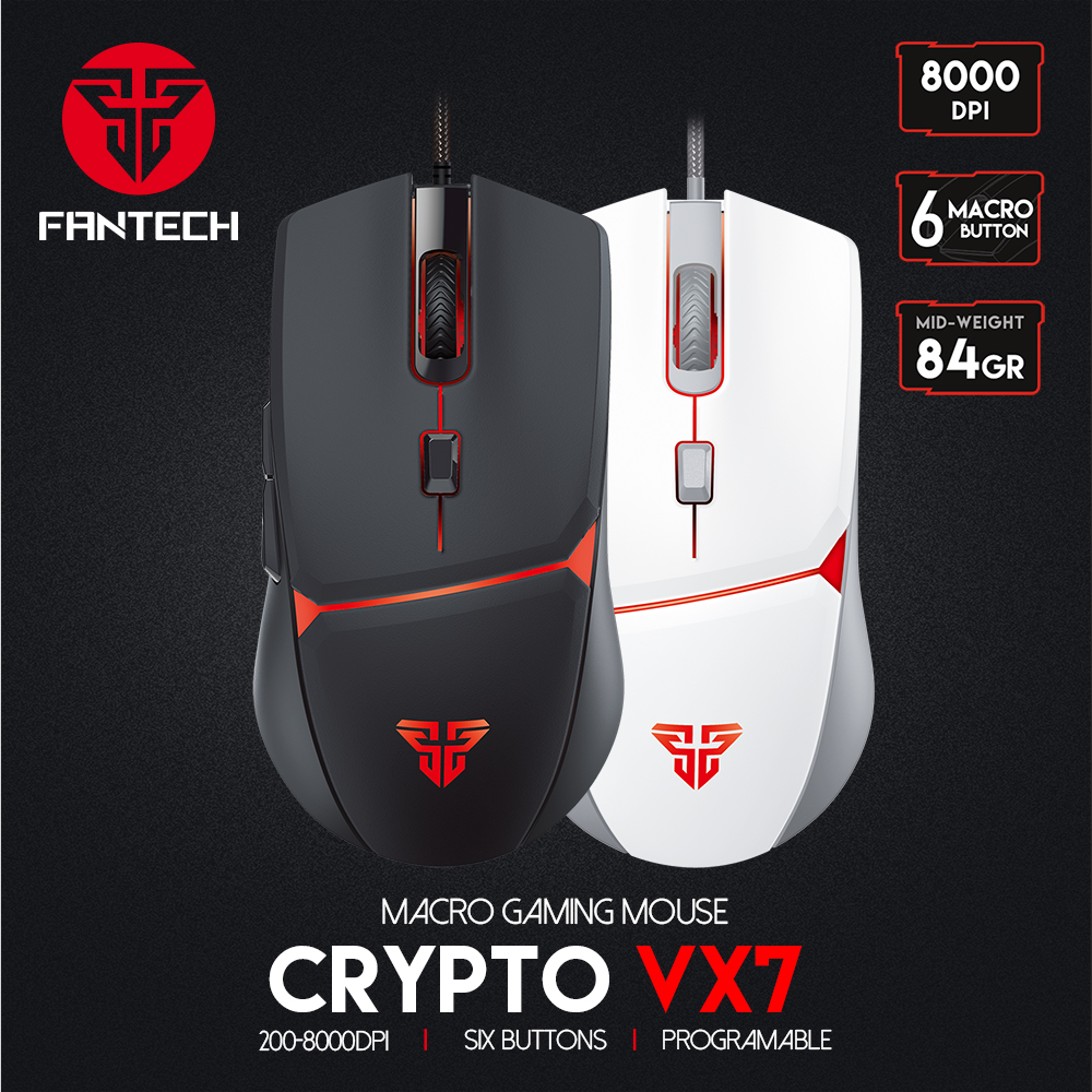 FANTECH CRYPTO VX7 Gaming Mouse 8000DPI Game RGB Wired Mouse