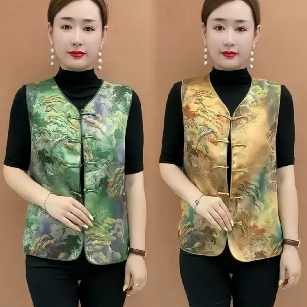 中式国风气质马甲时尚复古提花坎肩背心盘扣女装新款妈妈无袖上衣,女装/女士精品,中老年女装,淘宝优惠券,粉丝福利购,淘宝优惠卷