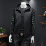 钱塘6016-J4204-P1602024新款男士连帽夹克衫绣花色拉链外套，男装夹克，钱塘6016
