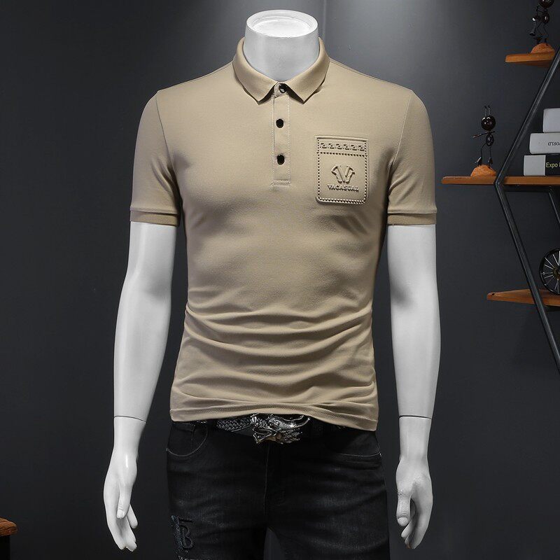 2024年新款男POLO衫钱塘6016-E1938-P75杏，男装Polo衫，钱塘6016